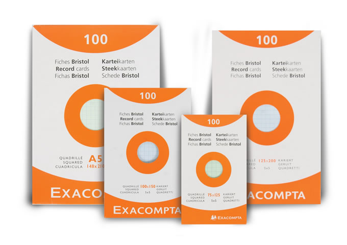 Exacompta - Ref 10330E - Bristol Revision Flashcards with Ring (Pack of 50  Cards) - A7 (77 x 105mm) in Size, Perforated Sheets, Lined Rulings - Random